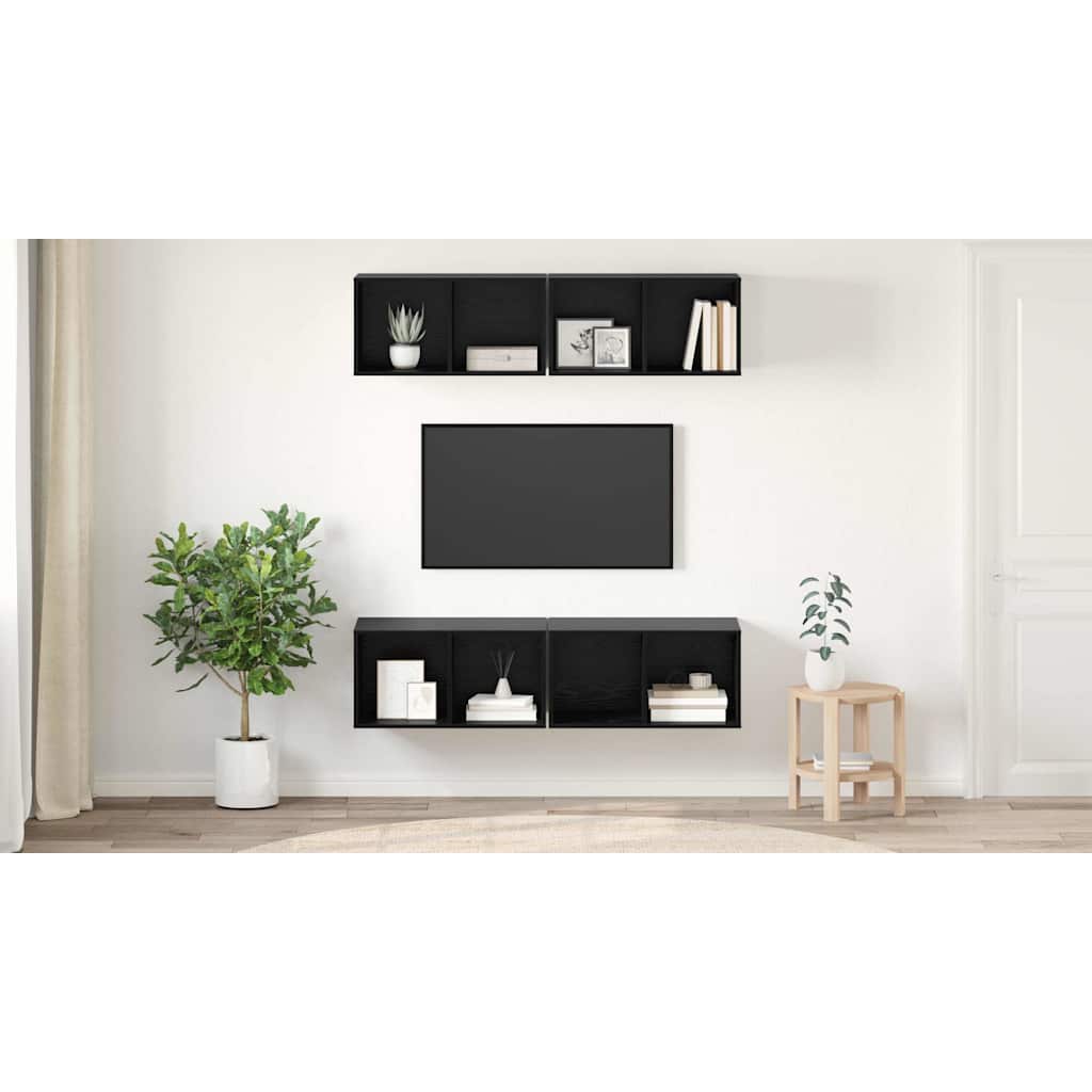 TV Cabinet Set 4 pcs Black Oak 37 x 37 x 72 cm Engineered Wood