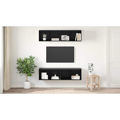 TV Cabinet Set 4 pcs Black Oak 37 x 37 x 72 cm Engineered Wood