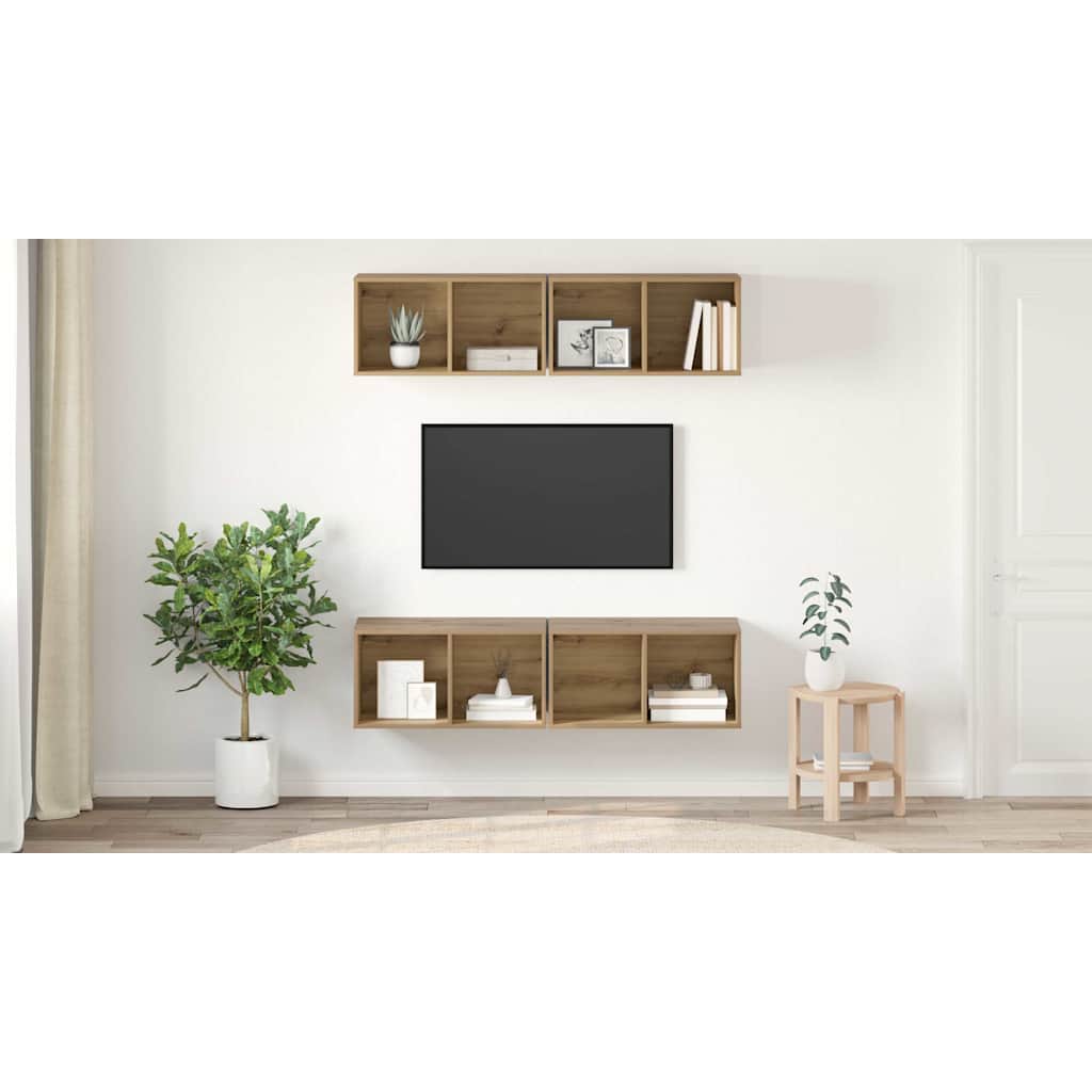 TV Cabinet Set Wall-mounted 4 pcs Artisan Oak 37 x 37 x 72 cm