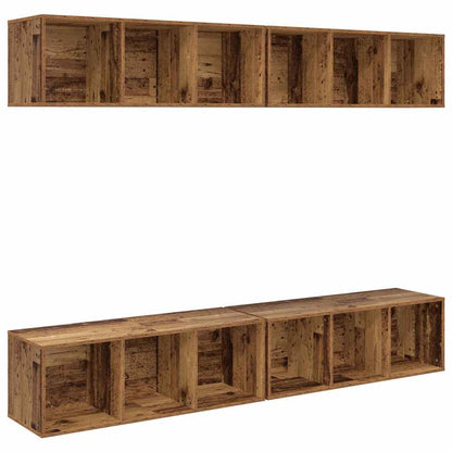 TV Cabinet Set 4 pcs Old Wood 37 x 37 x 107 cm Engineered Wood