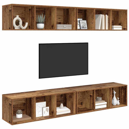 TV Cabinet Set 4 pcs Old Wood 37 x 37 x 107 cm Engineered Wood