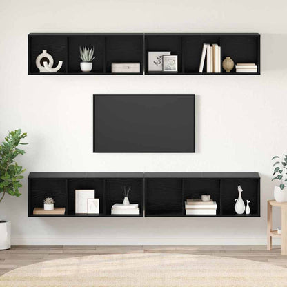 TV Cabinet Set 4 pcs Black Oak Engineered Wood