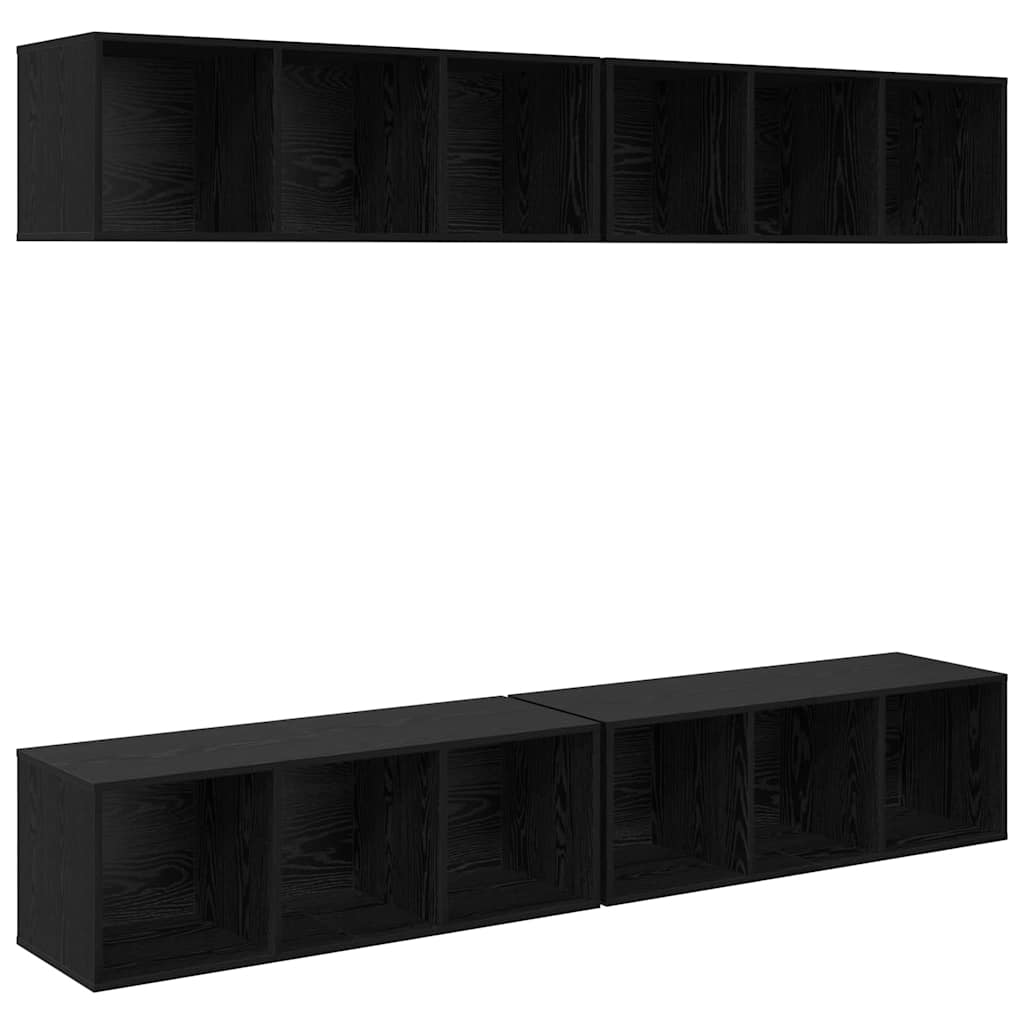 TV Cabinet Set 4 pcs Black Oak Engineered Wood