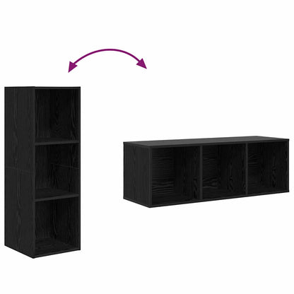 TV Cabinet Set 4 pcs Black Oak Engineered Wood