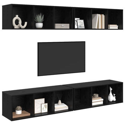 TV Cabinet Set 4 pcs Black Oak 37 x 37 x 107 cm Engineered Wood