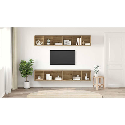 TV Cabinet Set Wall-mounted 4 pcs Artisan Oak 37 x 37 x 107 cm