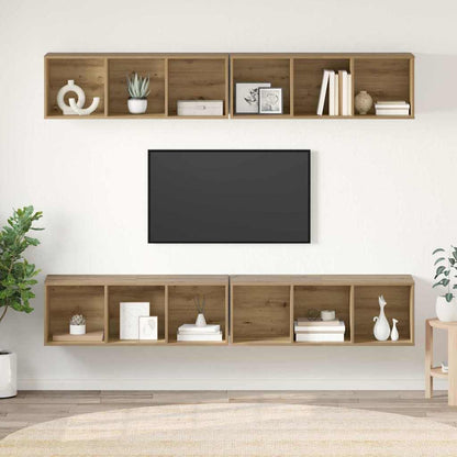 TV Cabinet Set Wall-mounted 4 pcs Artisan Oak 37 x 37 x 107 cm