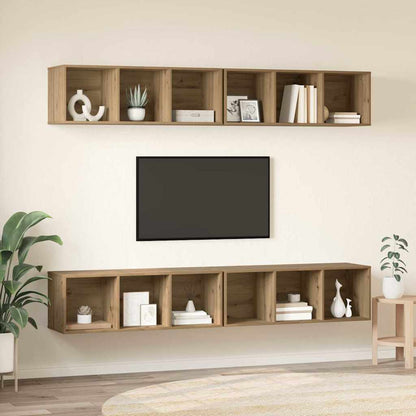 TV Cabinet Set Wall-mounted 4 pcs Artisan Oak 37 x 37 x 107 cm