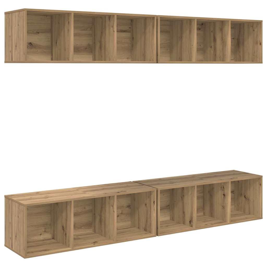 TV Cabinet Set 4 pcs Artisan Oak Engineered Wood