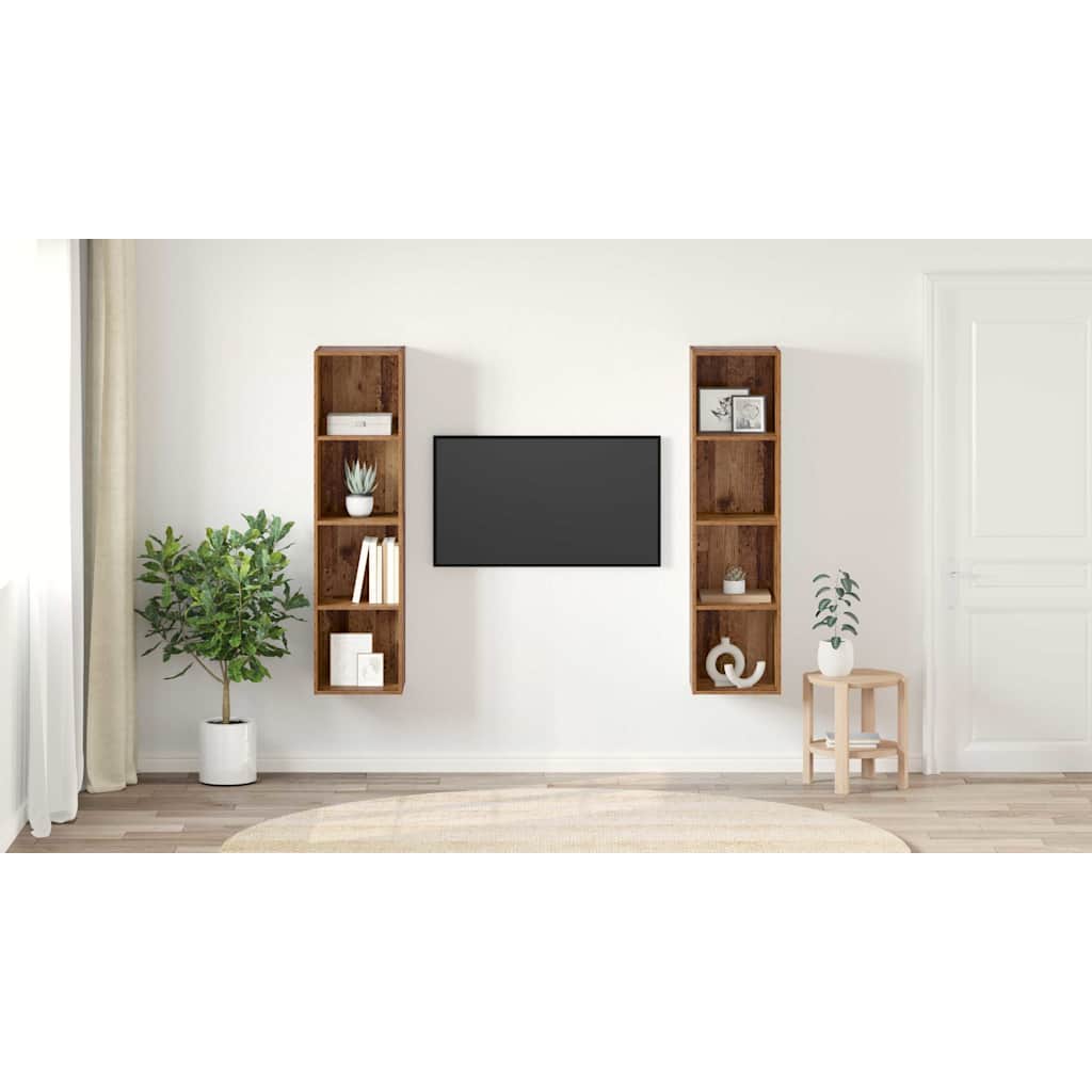 TV Cabinet Set 2 pcs Brown 37 x 37 x 142.5 cm Engineered Wood