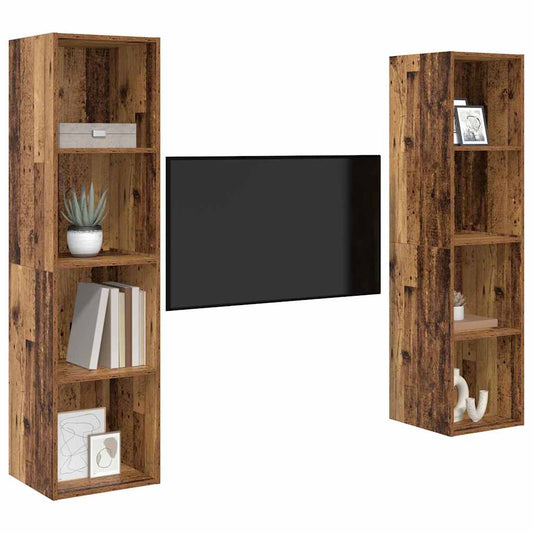 TV Cabinet Set 2 pcs Brown 37 x 37 x 142.5 cm Engineered Wood