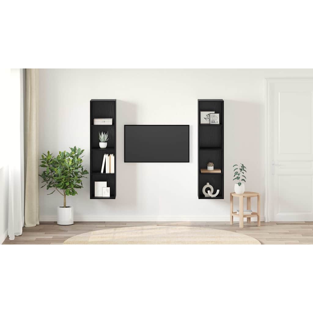 TV Cabinet Set 2 pcs Black 37 x 37 x 142.5 cm Engineered Wood