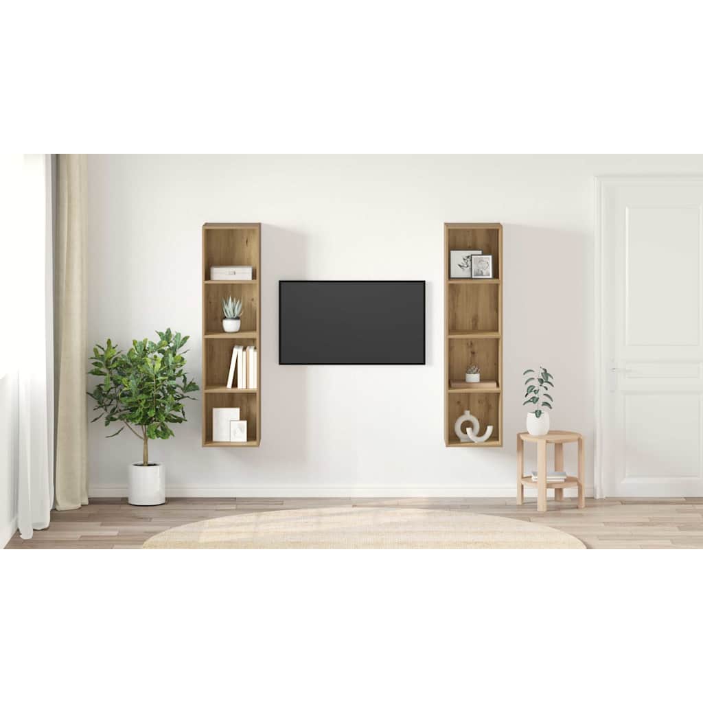 TV Cabinet Set 2 pcs Brown 37 x 37 x 142.5 cm Engineered Wood