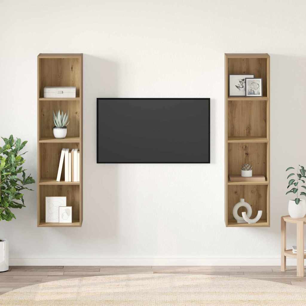 TV Cabinet Set 2 pcs Brown 37 x 37 x 142.5 cm Engineered Wood