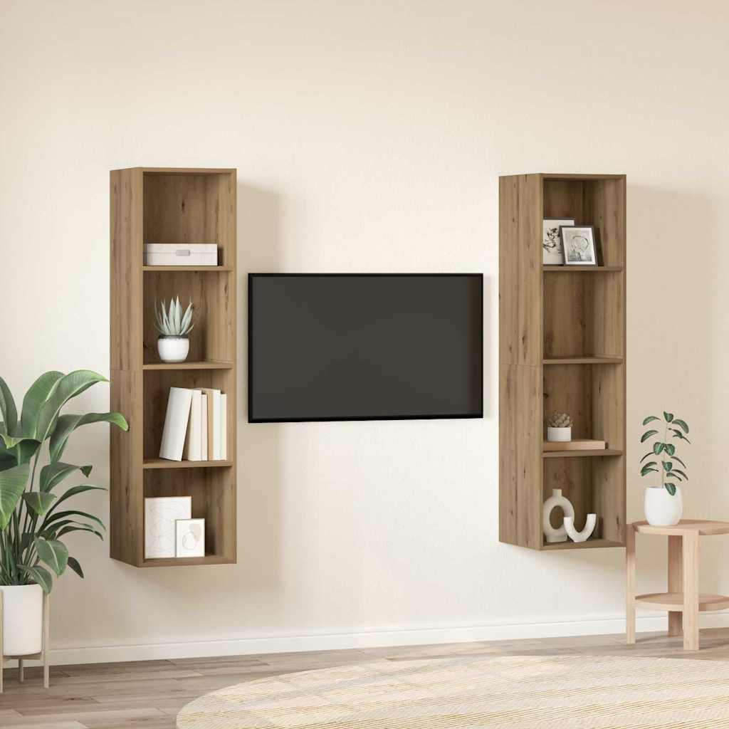 TV Cabinet Set 2 pcs Brown 37 x 37 x 142.5 cm Engineered Wood