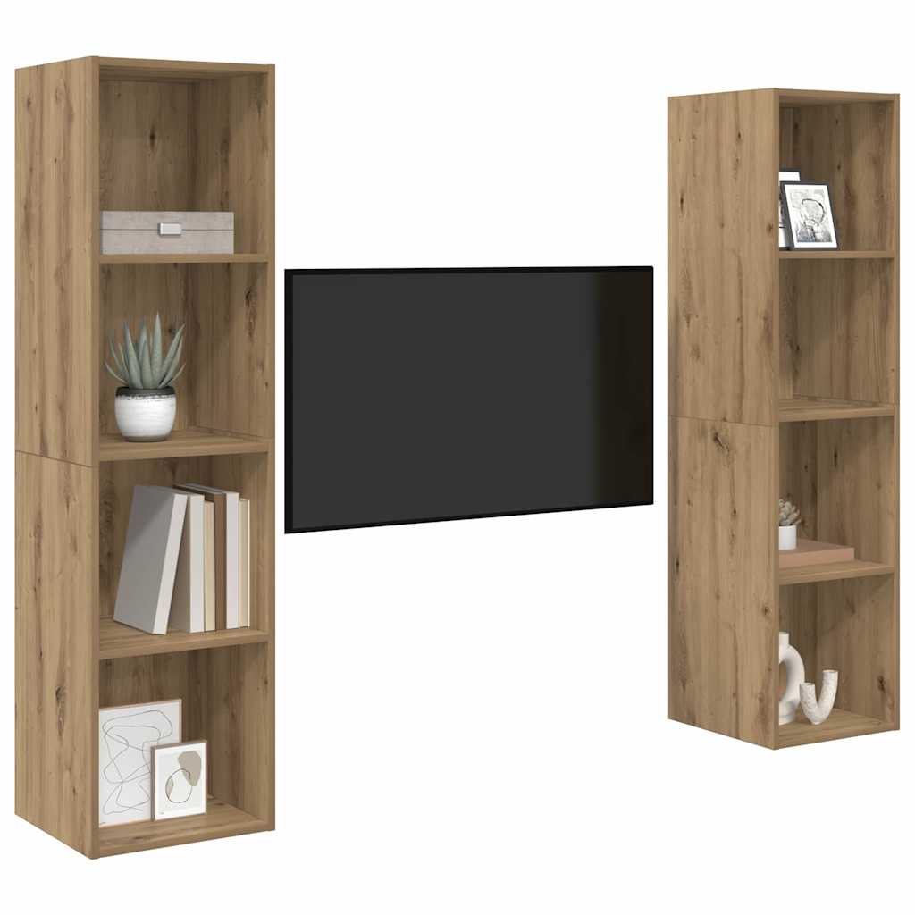 TV Cabinet Set 2 pcs Brown 37 x 37 x 142.5 cm Engineered Wood