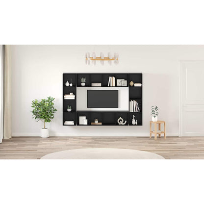 TV Cabinet Set 4 pcs Black 37 x 37 x 142.5 cm Engineered Wood