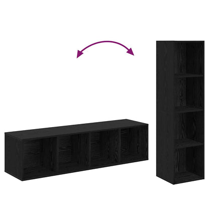 TV Cabinet Set 4 pcs Black Engineered Wood