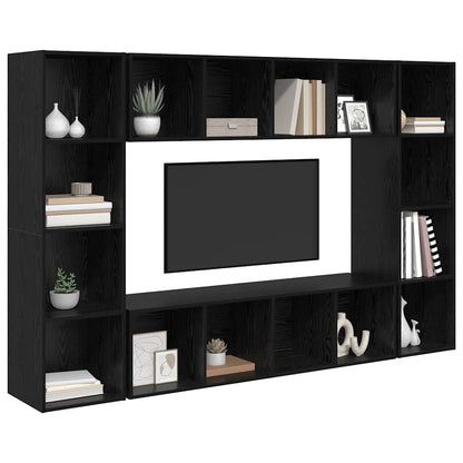 TV Cabinet Set 4 pcs Black 37 x 37 x 142.5 cm Engineered Wood