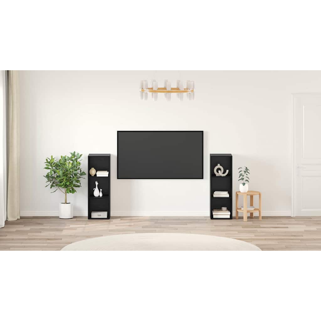 TV Cabinet Set 2 pcs Black Oak 107 x 35 x 37 cm Engineered Wood