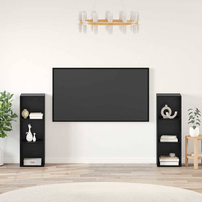 TV Cabinet Set 2 pcs Black Oak Engineered Wood