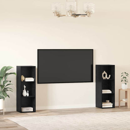 TV Cabinet Set 2 pcs Black Oak Engineered Wood