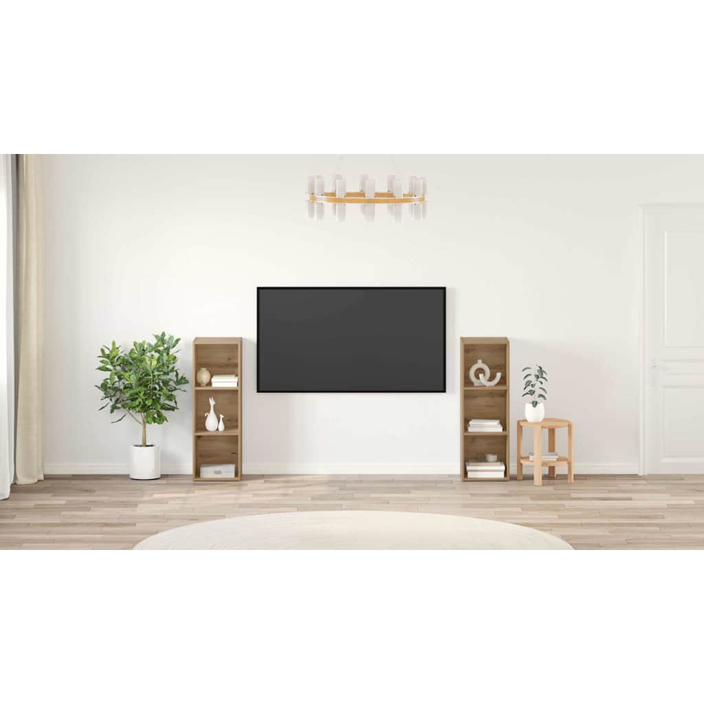 TV Cabinet Set Wall-mounted 2 pcs Artisan Oak 107 x 35 x 37 cm