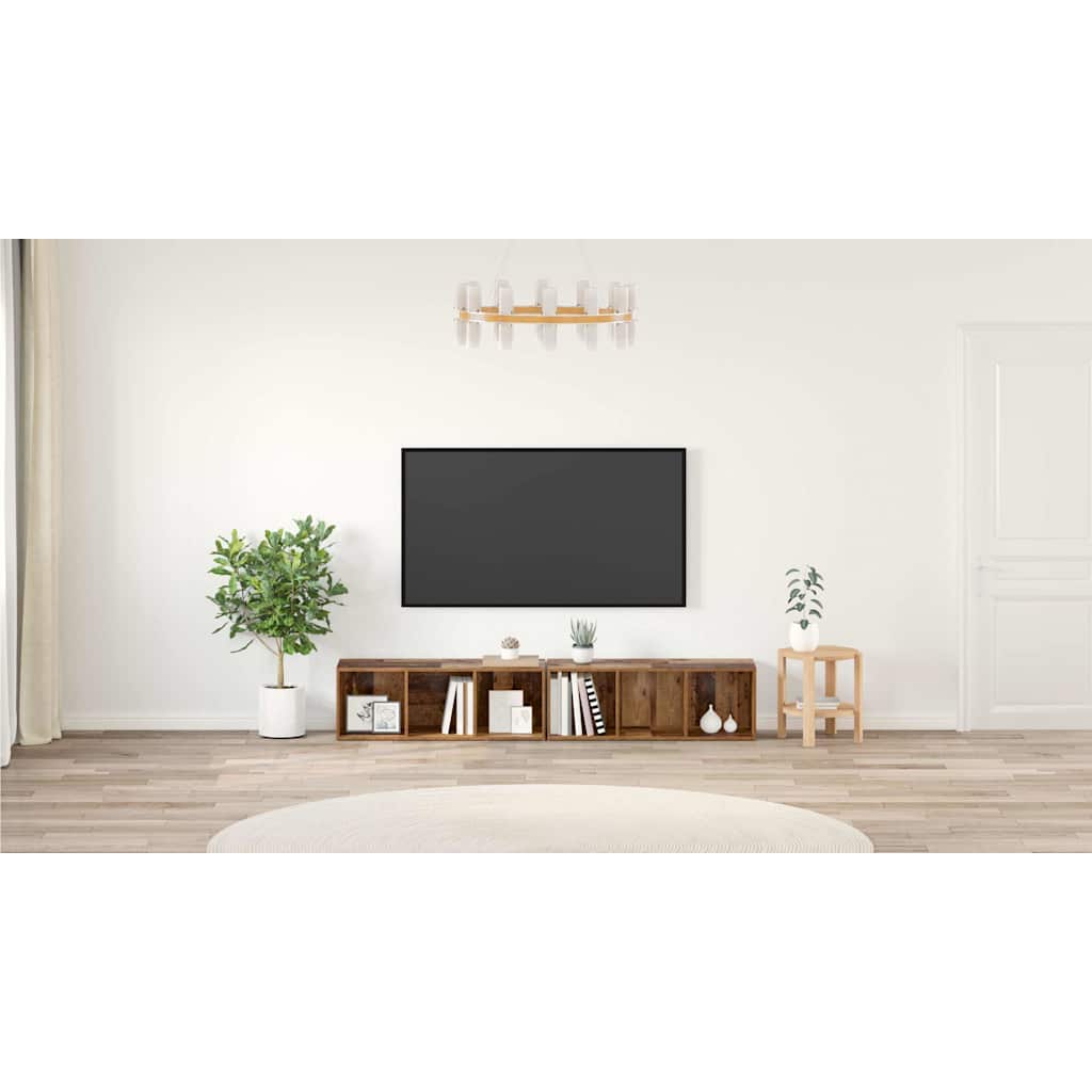 TV Cabinet Set 2 pcs Old Wood 37 x 35 x 107cm Engineered Wood