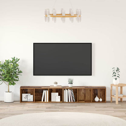 TV Cabinet Set 2 pcs Old Wood 37 x 35 x 107cm Engineered Wood