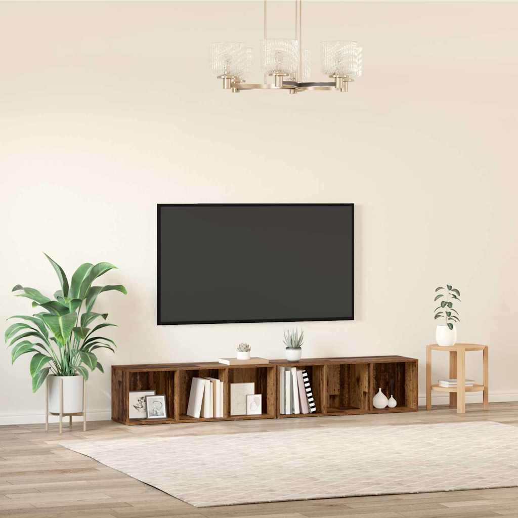 TV Cabinet Set 2 pcs Old Wood 37 x 35 x 107cm Engineered Wood