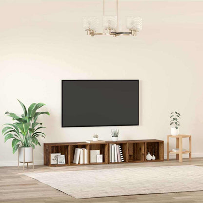 TV Cabinet Set 2 pcs Old Wood 37 x 35 x 107cm Engineered Wood