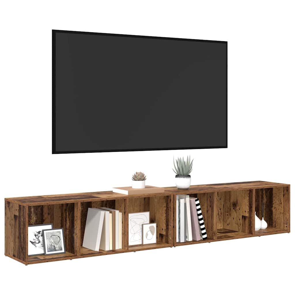 TV Cabinet Set 2 pcs Old Wood 37 x 35 x 107cm Engineered Wood