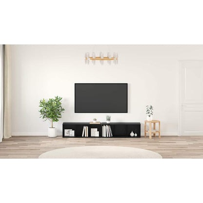 TV Cabinet Set 2 pcs Black Oak 37 x 35 x 107cm Engineered Wood