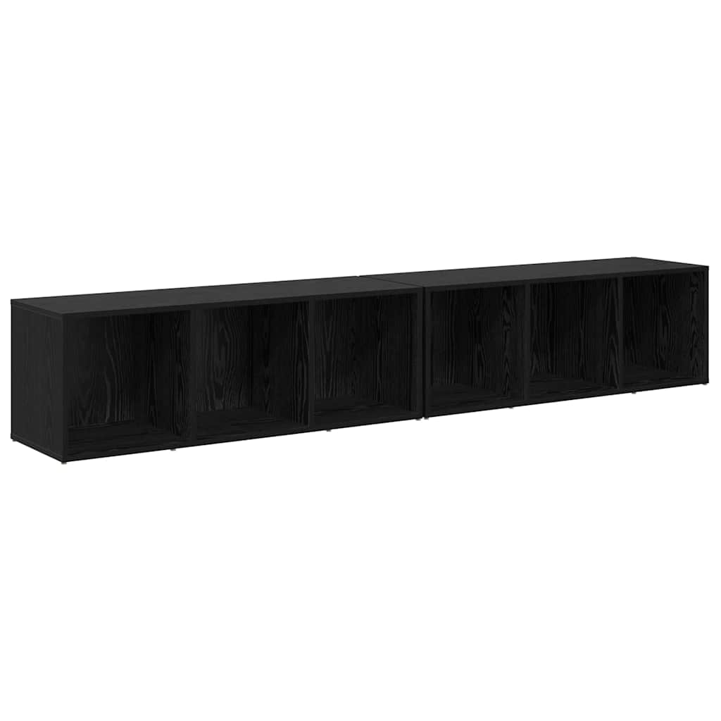 TV Cabinet Set 2 pcs Black Oak Engineered Wood