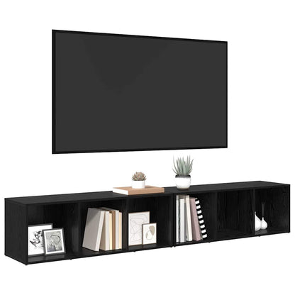 TV Cabinet Set 2 pcs Black Oak Engineered Wood