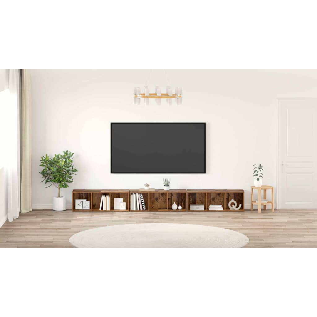 TV Cabinet Set 3 pcs Old Wood 37 x 35 x 107 cm Engineered Wood