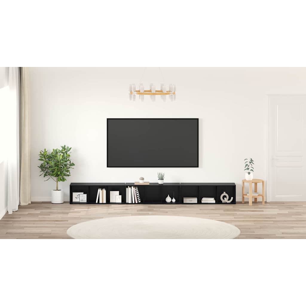 TV Cabinet Set 3 pcs Black Oak 37 x 35 x 107 cm Engineered Wood