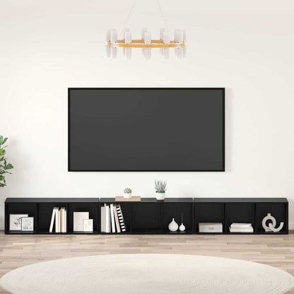 TV Cabinet Set 3 pcs Black Oak Engineered Wood