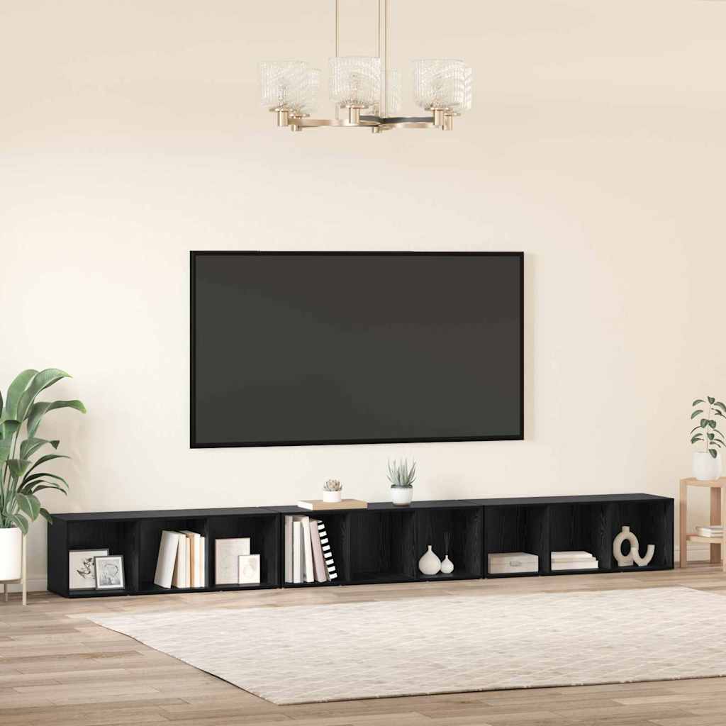 TV Cabinet Set 3 pcs Black Oak 37 x 35 x 107 cm Engineered Wood