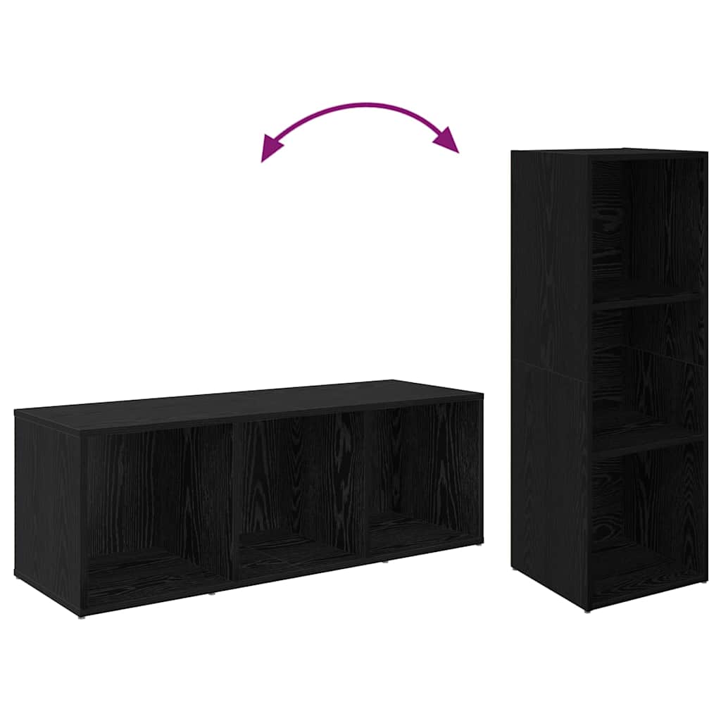 TV Cabinet Set 3 pcs Black Oak Engineered Wood
