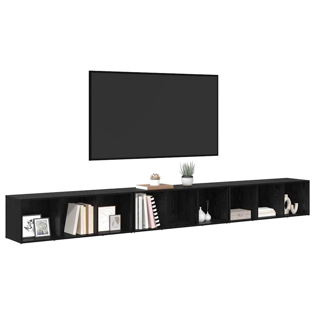 TV Cabinet Set 3 pcs Black Oak Engineered Wood