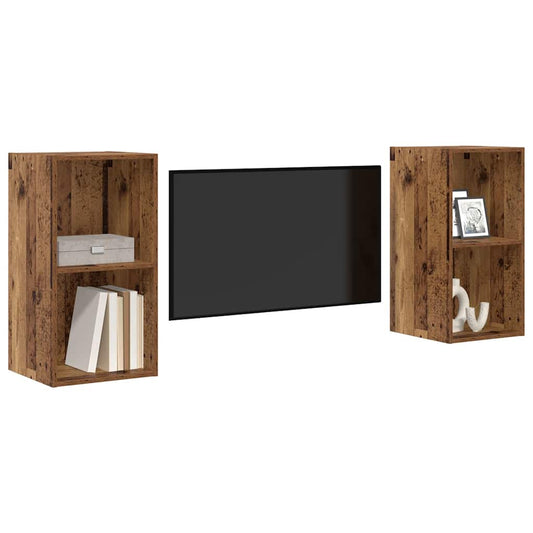 TV Cabinet Set 2 pcs Old Wood 37 x 37 x 72 cm Engineered Wood