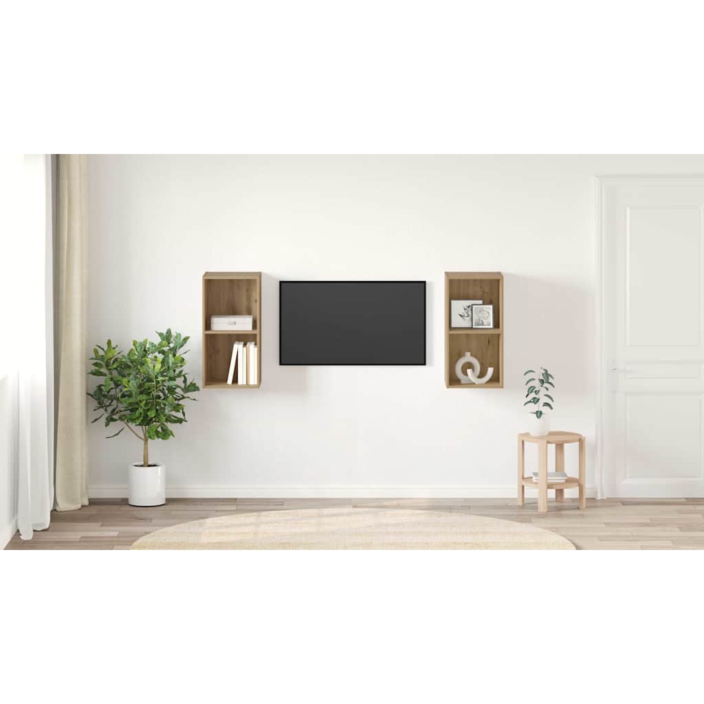 TV Cabinet Set Wall-mounted 2 pcs Artisan Oak 37 x 37 x 72 cm