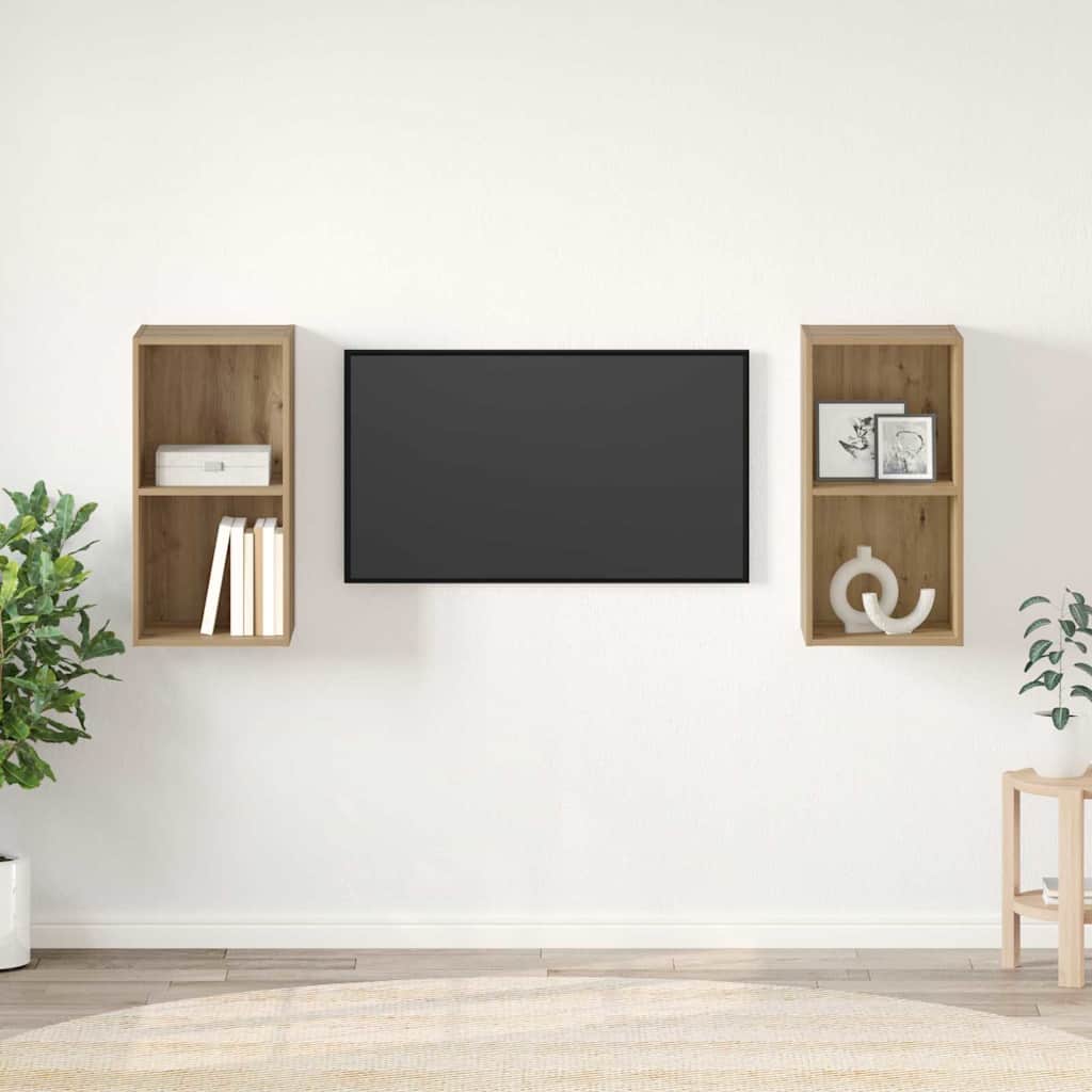 TV Cabinet Set 2 pcs Artisan Oak Engineered Wood