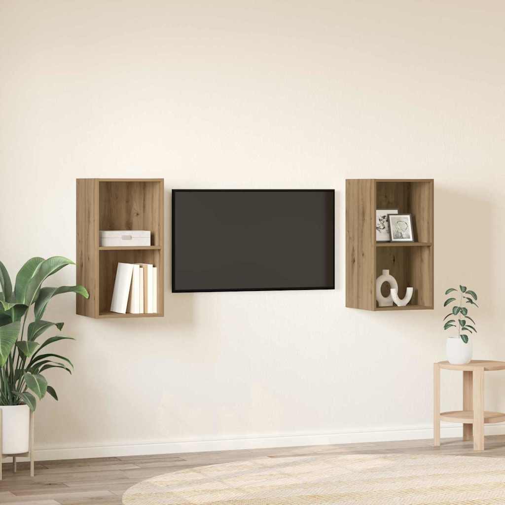 TV Cabinet Set 2 pcs Artisan Oak Engineered Wood