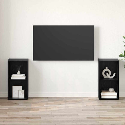 TV Cabinet Set 2 pcs Black Oak Engineered Wood