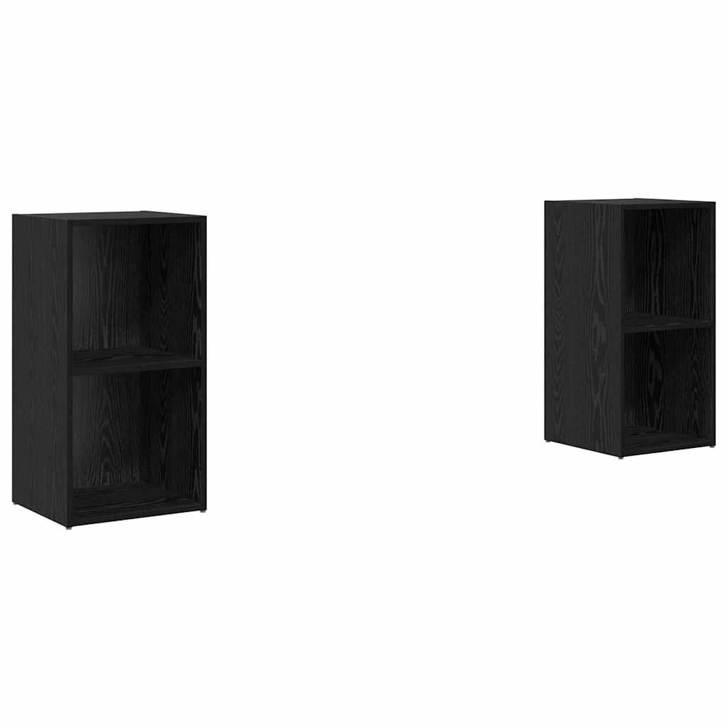 TV Cabinet Set 2 pcs Black Oak Engineered Wood