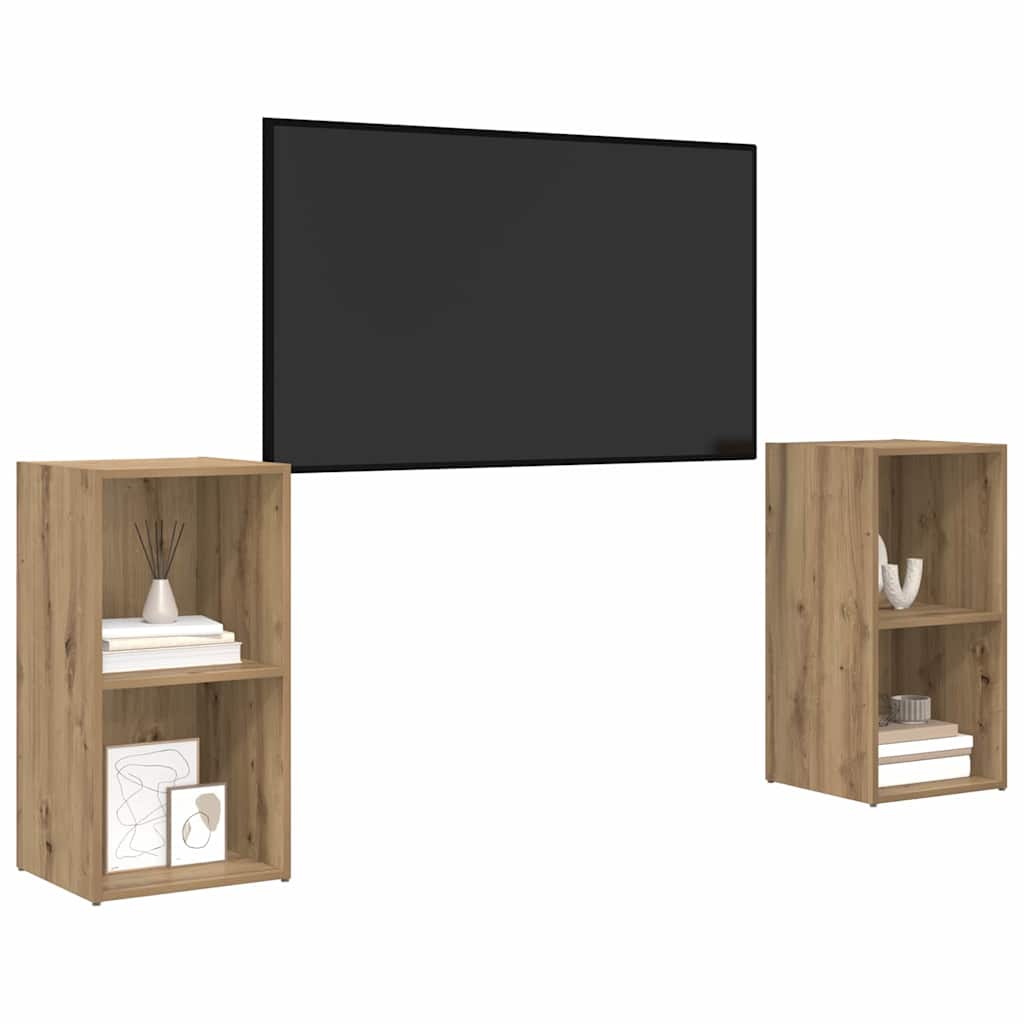 TV Cabinet Set 2 pcs Artisan Oak Engineered Wood