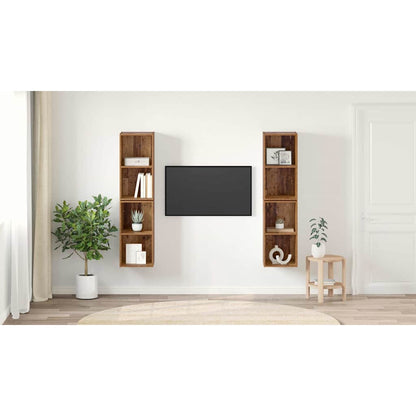 TV Cabinet Set 4 pcs Old Wood 37 x 37 x 72 cm Engineered Wood