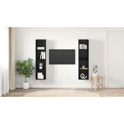 TV Cabinet Set 4 pcs Black Oak 37 x 37 x 72 cm Engineered Wood